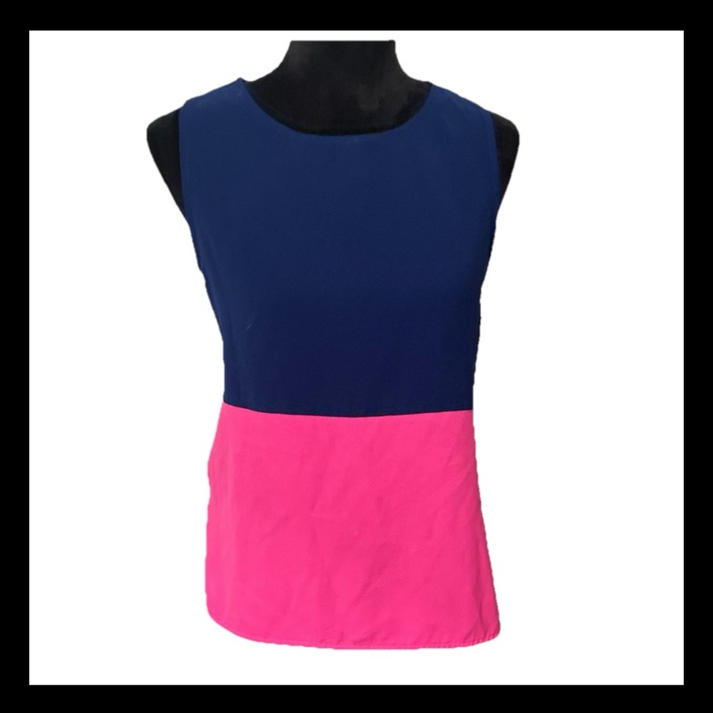 41 Hawthorn Electric Electric Blue & Pink Color Block Sleeveless Blouse S NWOT